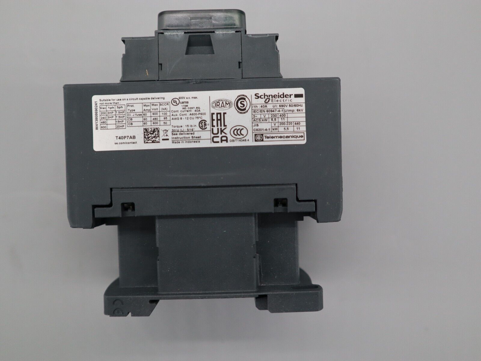 Schneider Electric 024477 LC1DT40P7 Leistungsschütz 40A 230 V AC
