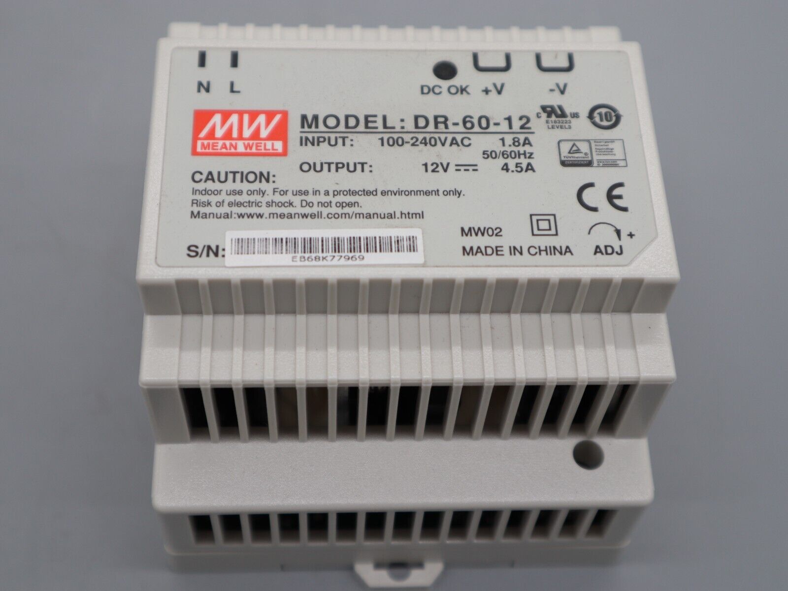MEAN WELL DR-60-12 54W 12V 4,5A Hutschienen Netzteil DIN-RAIL