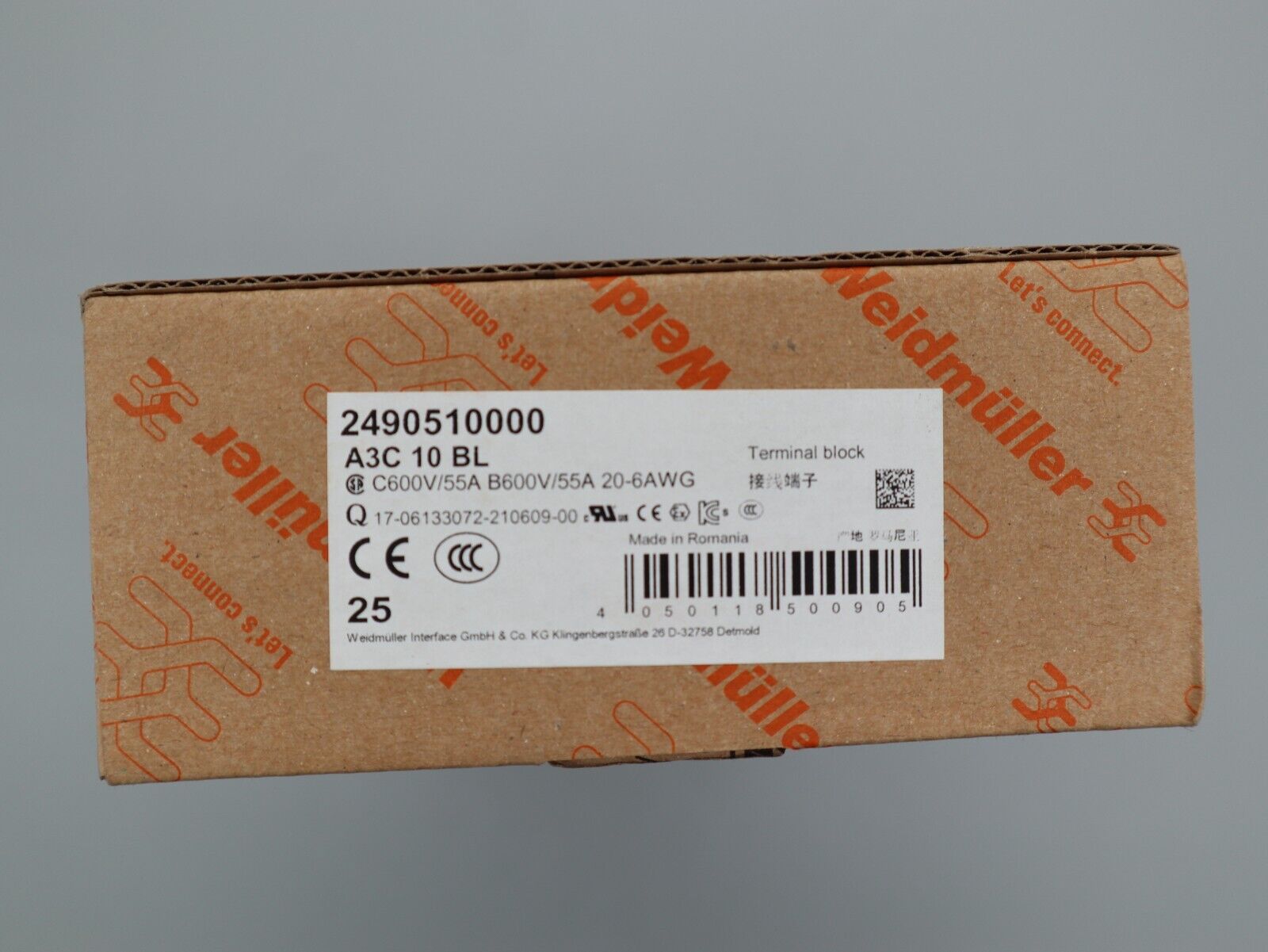 Weidmüller Terminal Block 2490510000 A3C 10 BL Verbinder klemme 25 Stück Neu