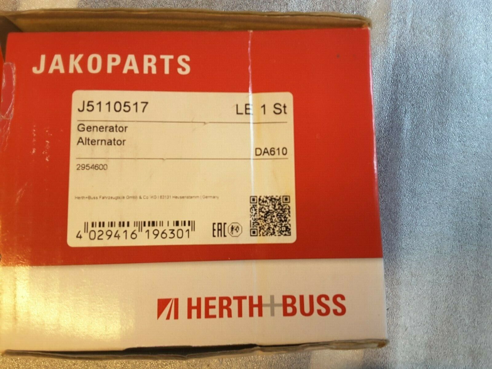 Generator Original HERTH+BUSS JAKOPARTS J5110517 Hyundai Getz, Matrix, Tucson
