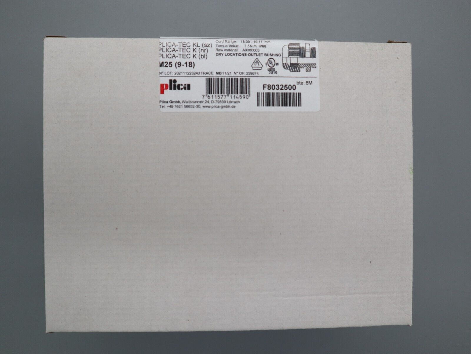 Plica M25 Kabelverschraubung mit Gegenmutter M25(9-18) Schwarz 25 x