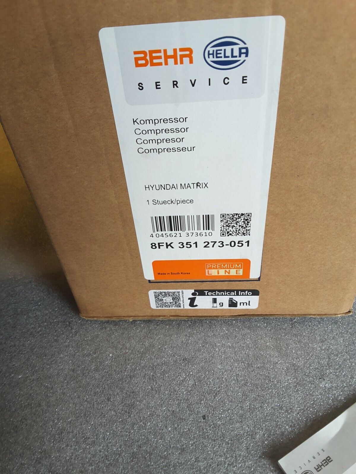 Kompressor Klimaanlage Original Hella 8FK351273-051 HYUNDAI MATRIX Neu.