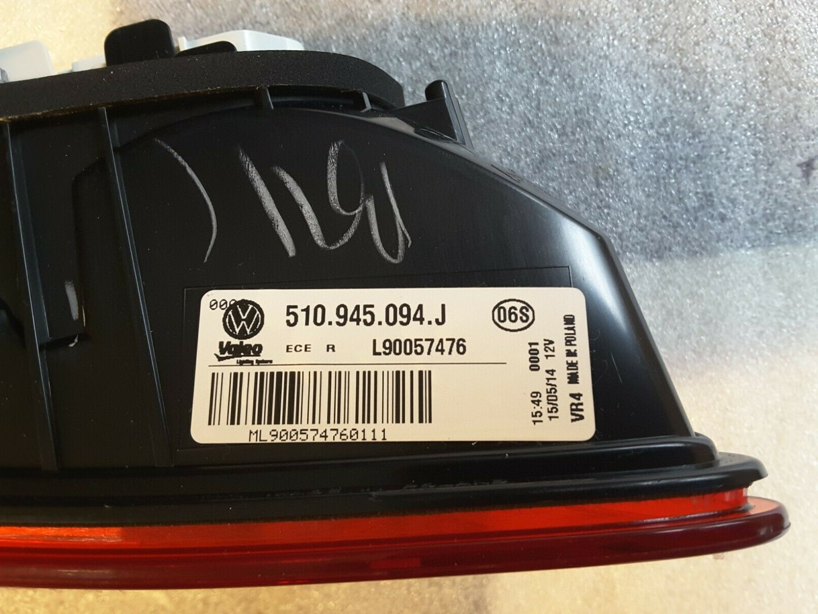 Luz trasera Original VW Golf Sportsvan Luz de Stop Interior Derecha 510945094J NUEVA