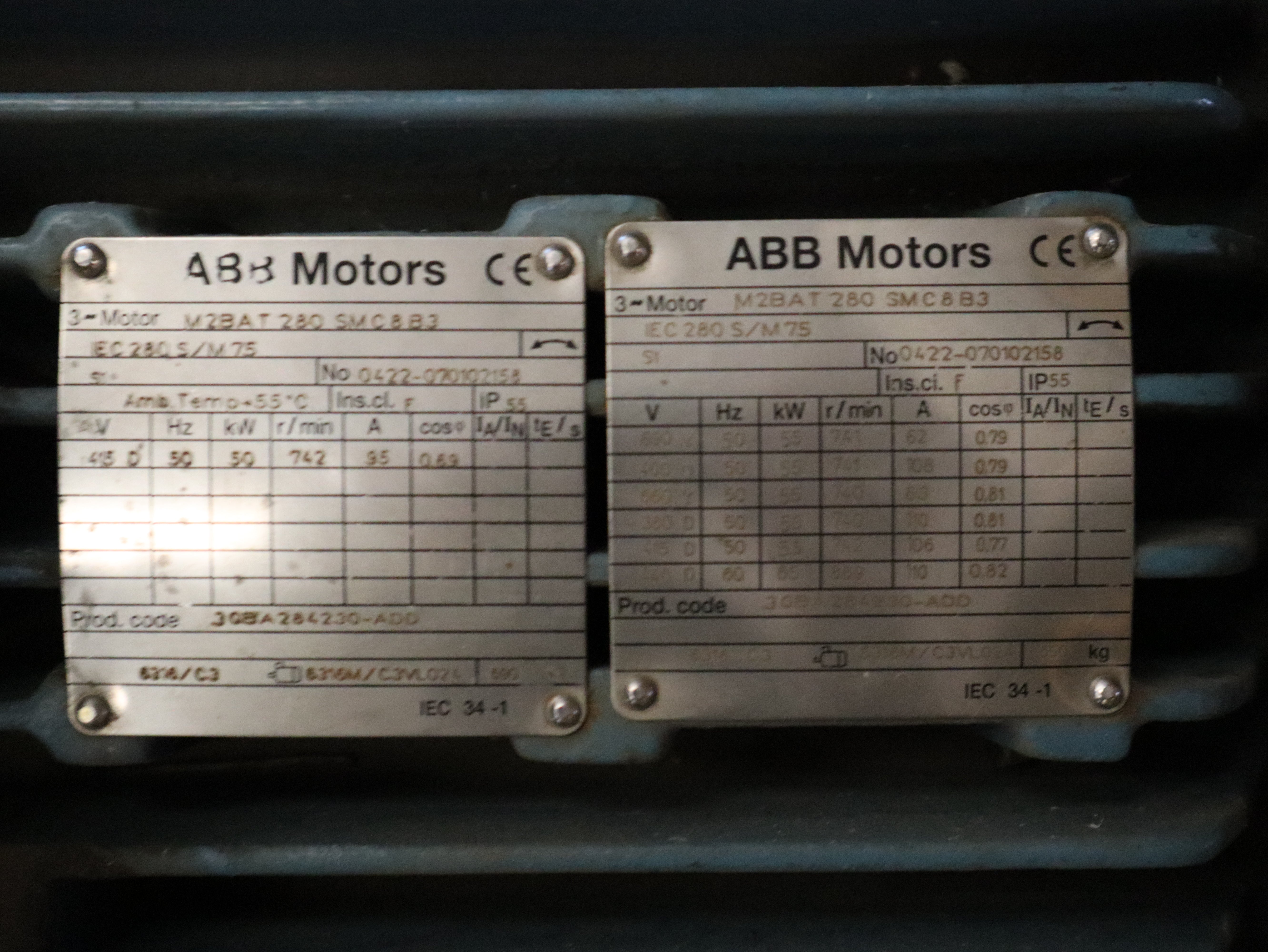 ABB Elektromotor,Drhestrommotor,M2BAT280SMC8B3, 55KW,741r/min Neu