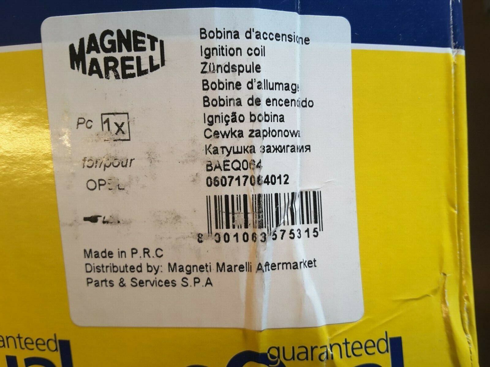 Ignition coil ignition module ignition unit original Magneti Marelli Opel, Saab 060717064012