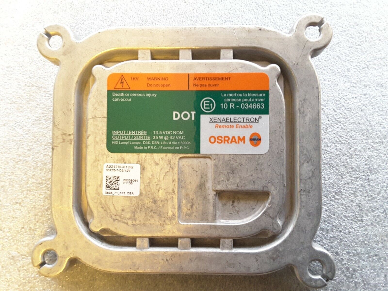 Unidad de control OSRAM Xenon 10R - 034663 D3S D3R 13,5V 42VAC Nuevo

