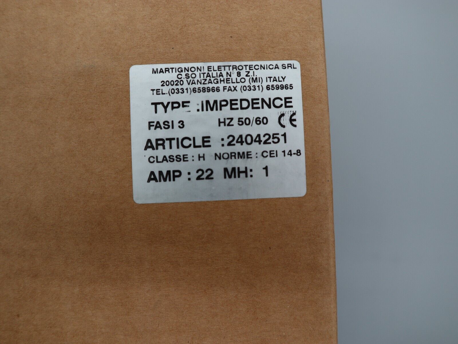 Kommutierungsdrossel Inductance Martingnoni 61558-2-20 Phases 3 HZ 50/60