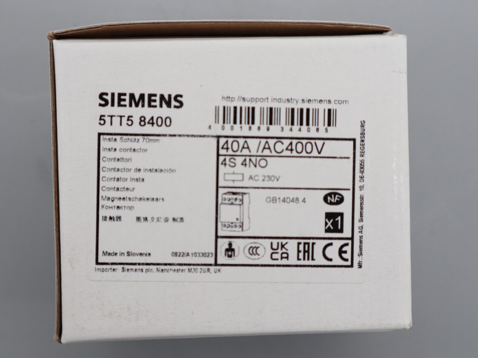 Siemens Schütz 40A 230V 4 Schließer 5TT5 8400 Installationsschütz Neu