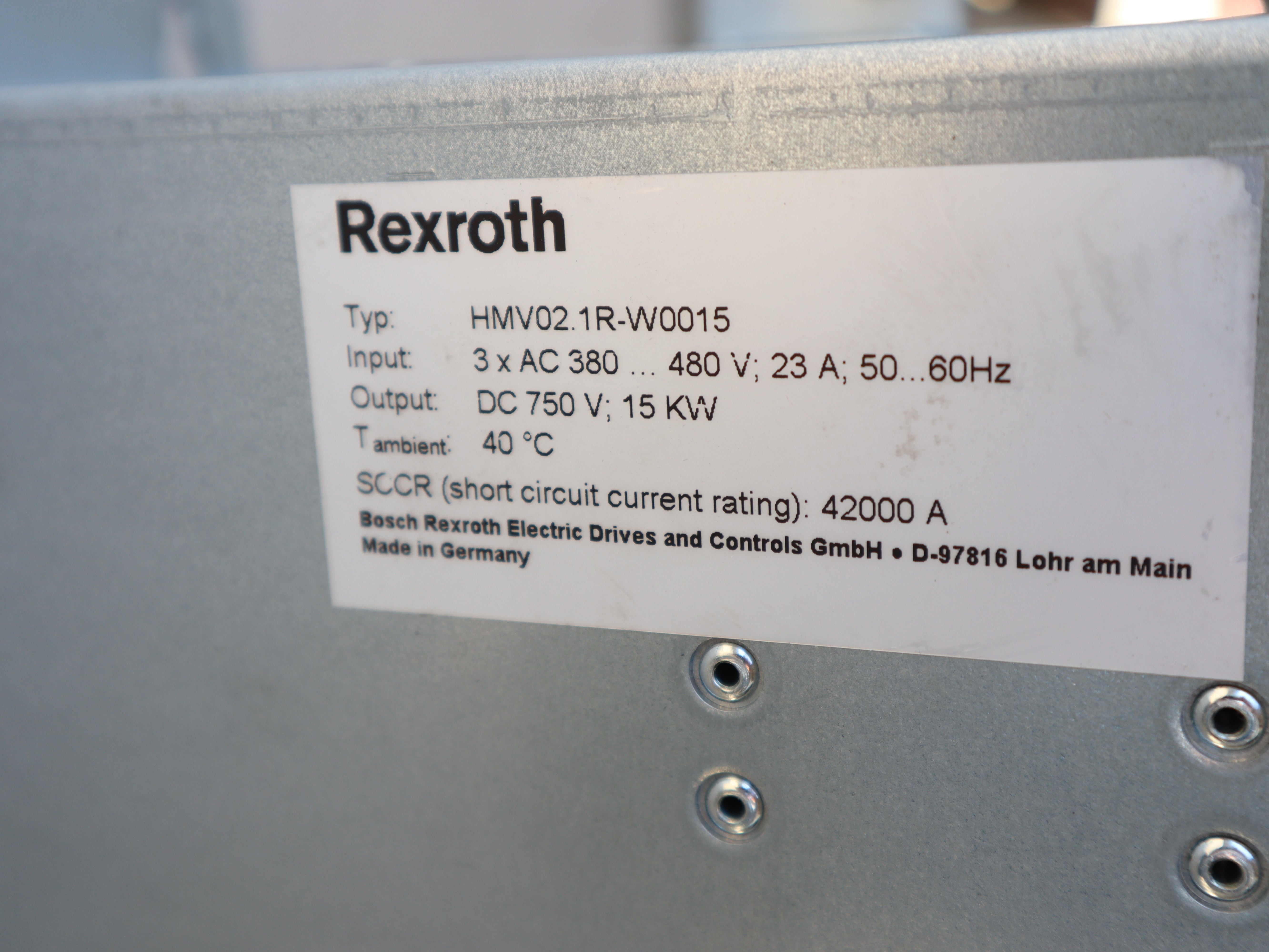Rexroth Versorgungsgerät HMV02.1R-W0015-A-07-NNNN 15 KW, FD 11W23 Top!!!