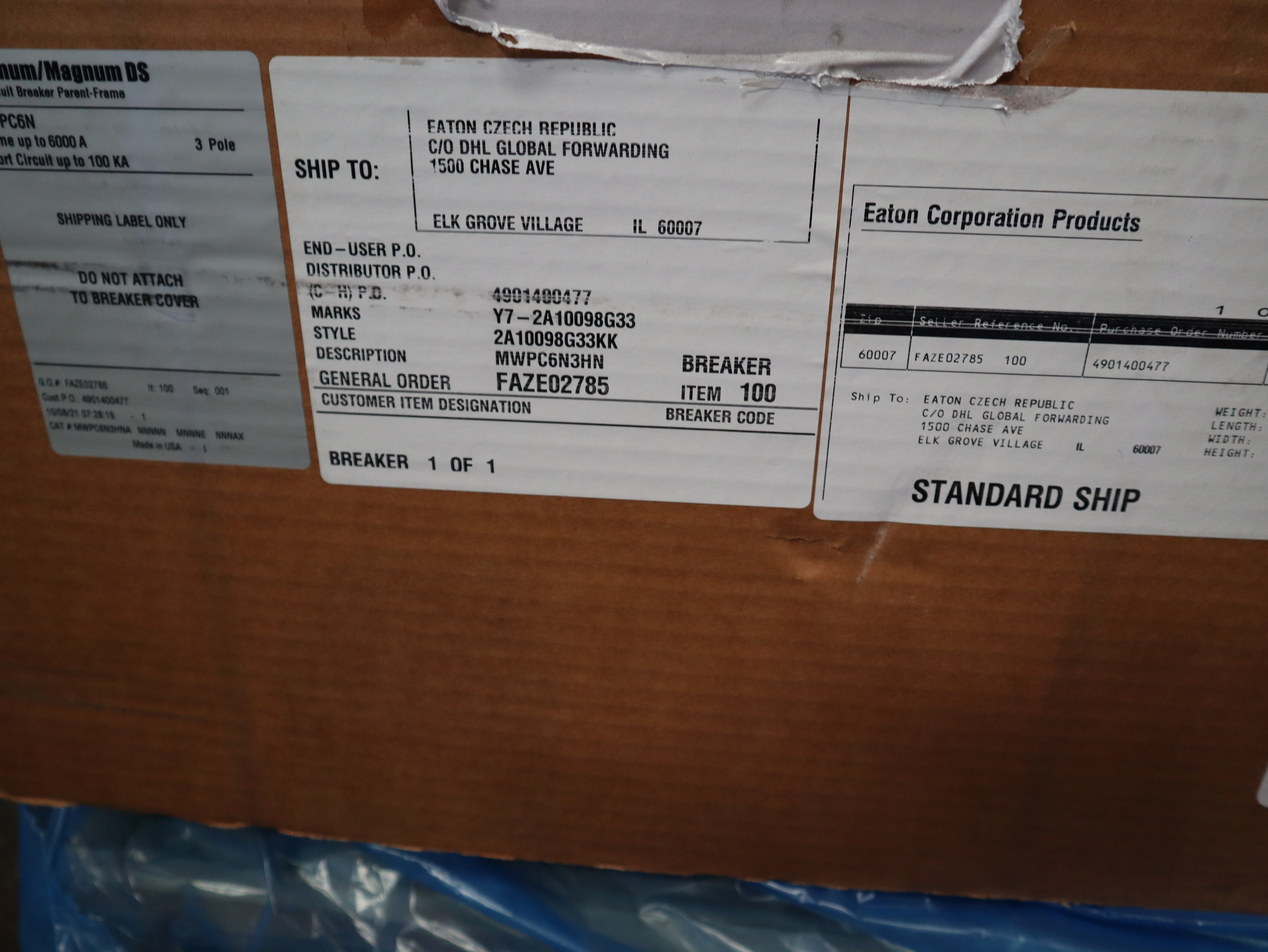 Eaton Leistungsschalter MWPC6N3HN Circuit breaker 6000A MWPC6N, FAZE02785 NEW